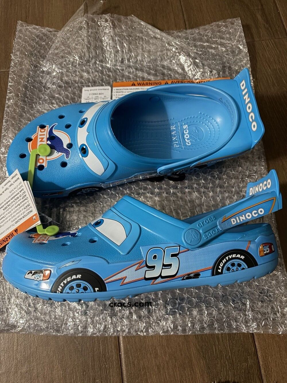 Crocs Cars Lightning McQueen Blue Dinoco Clogs Disney Pixar Size 9 US In Hand